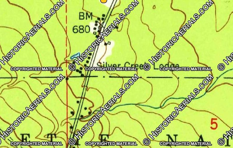 The Lodge At Silver Creek (Silver Creek Lodge) - 1958 Topo Map Showing Cabins (newer photo)